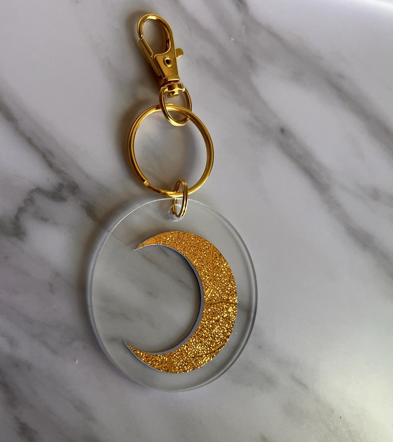 Gold Moon Keychain — front